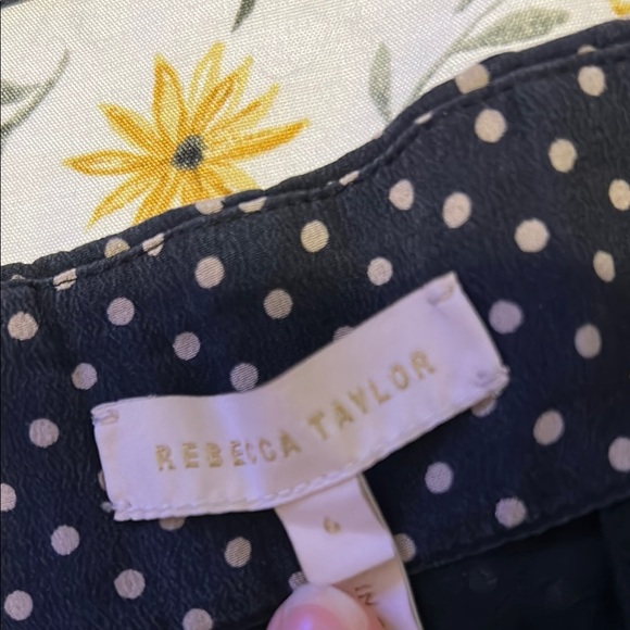 REBECCA TAYLOR BELTED SILK NAVY COMBO POLKA DOT PAPERBAG PANTS W/ BELT - Picture 2 of 8